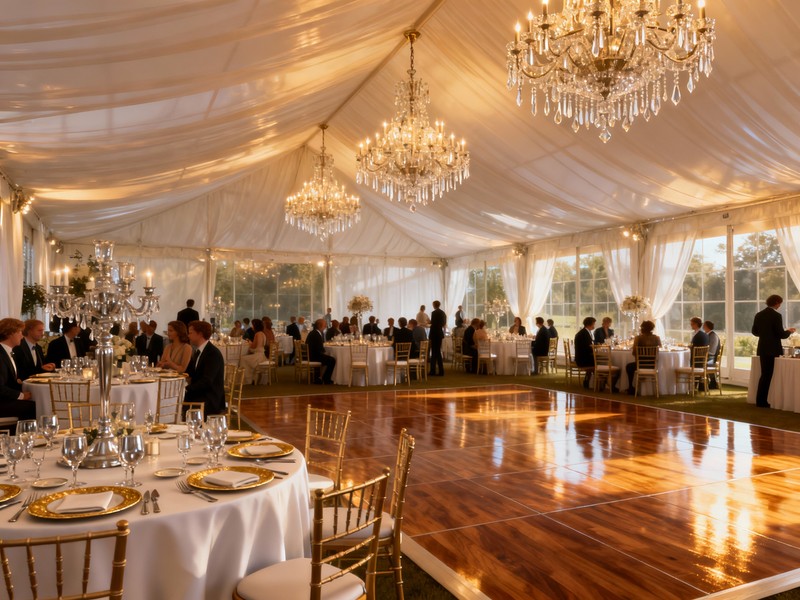 Interior de carpa decorada